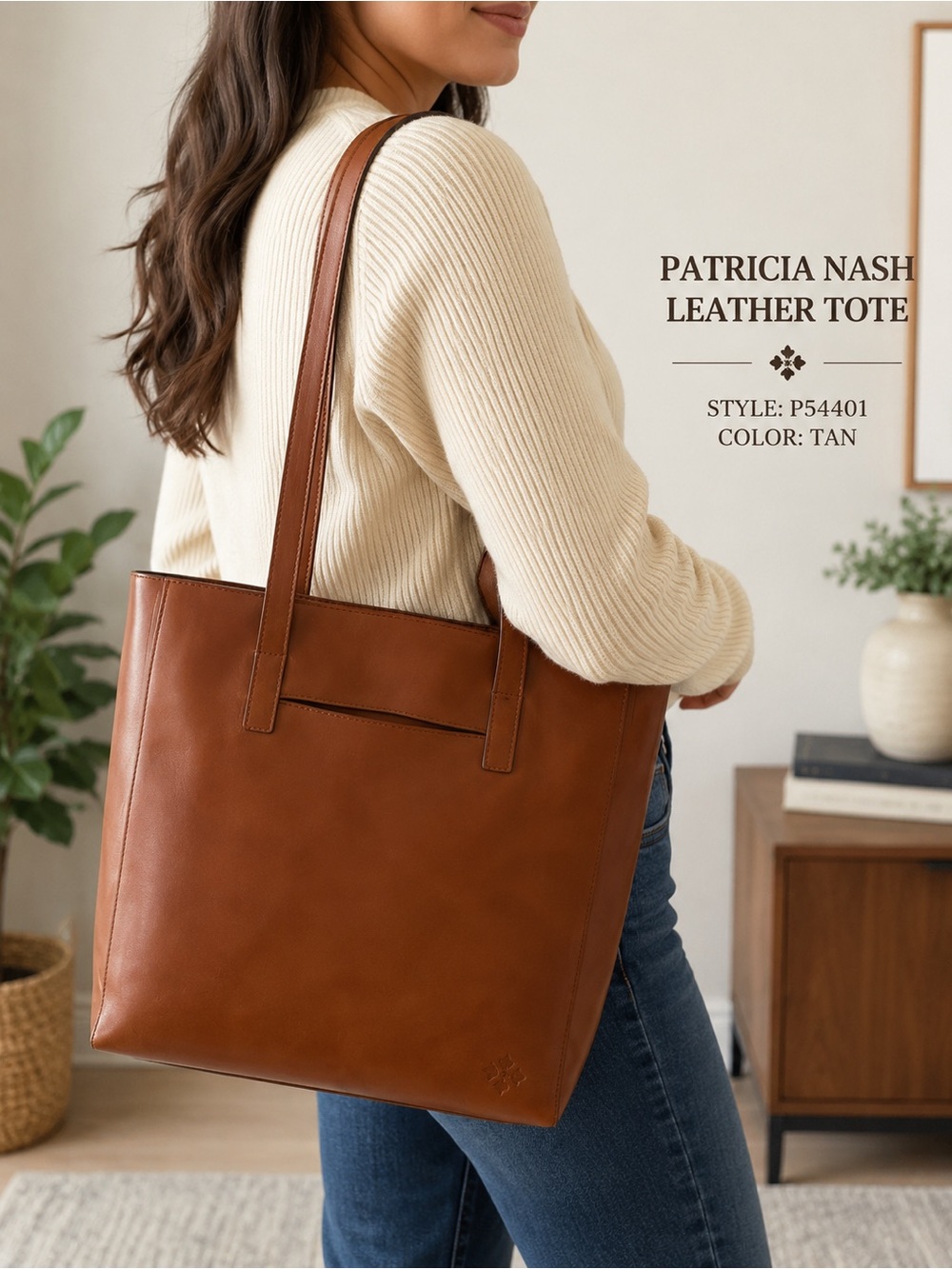 Patricia Nash Tan Leather Tote Shoulder Bag
